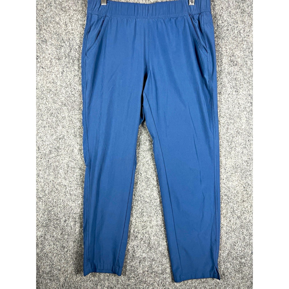 Eddie Bauer Womens M Blue Pull On Ankle Pants Elastic Waist Pockets
